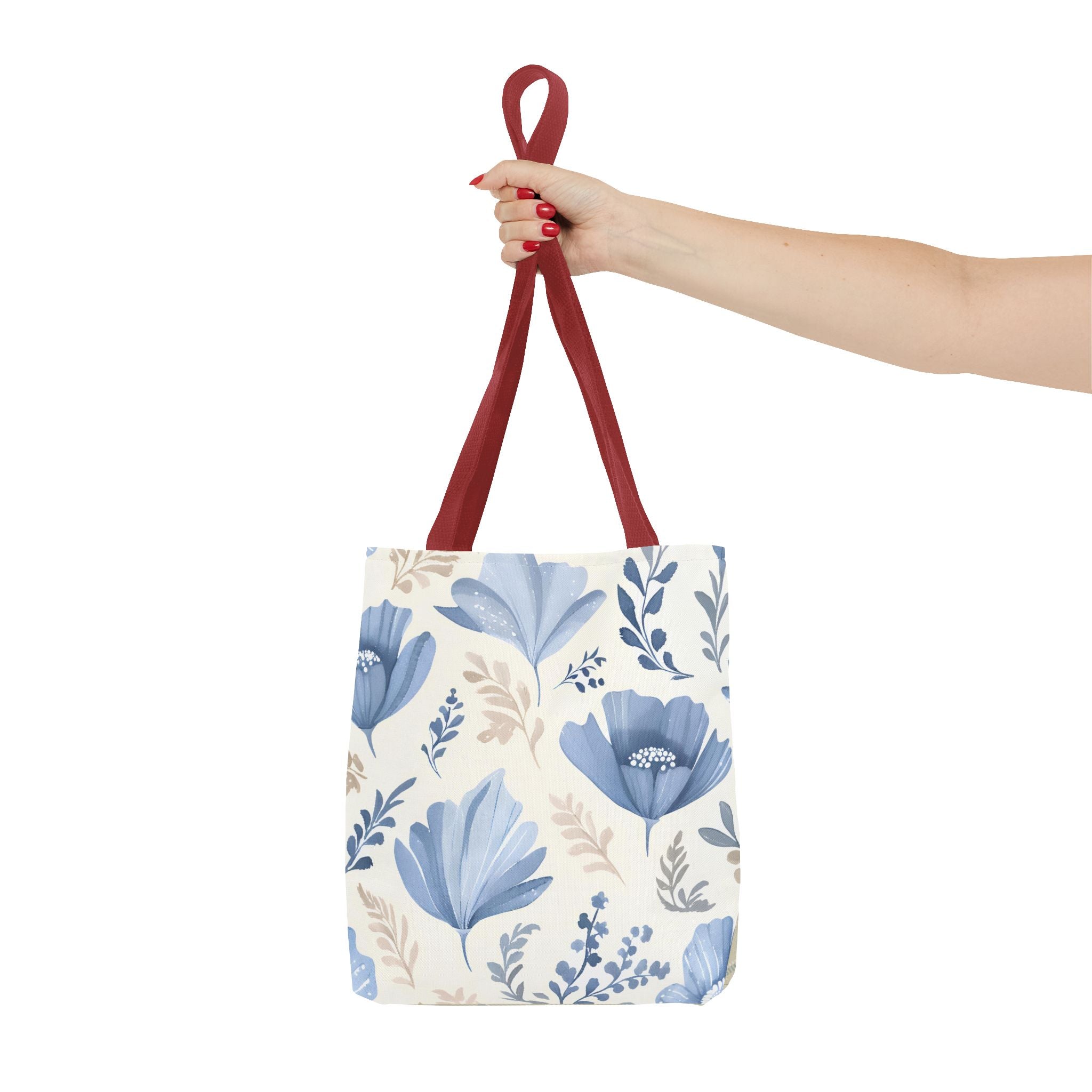 Vintage Style Tote Bag with Flowers and Checkered Pattern