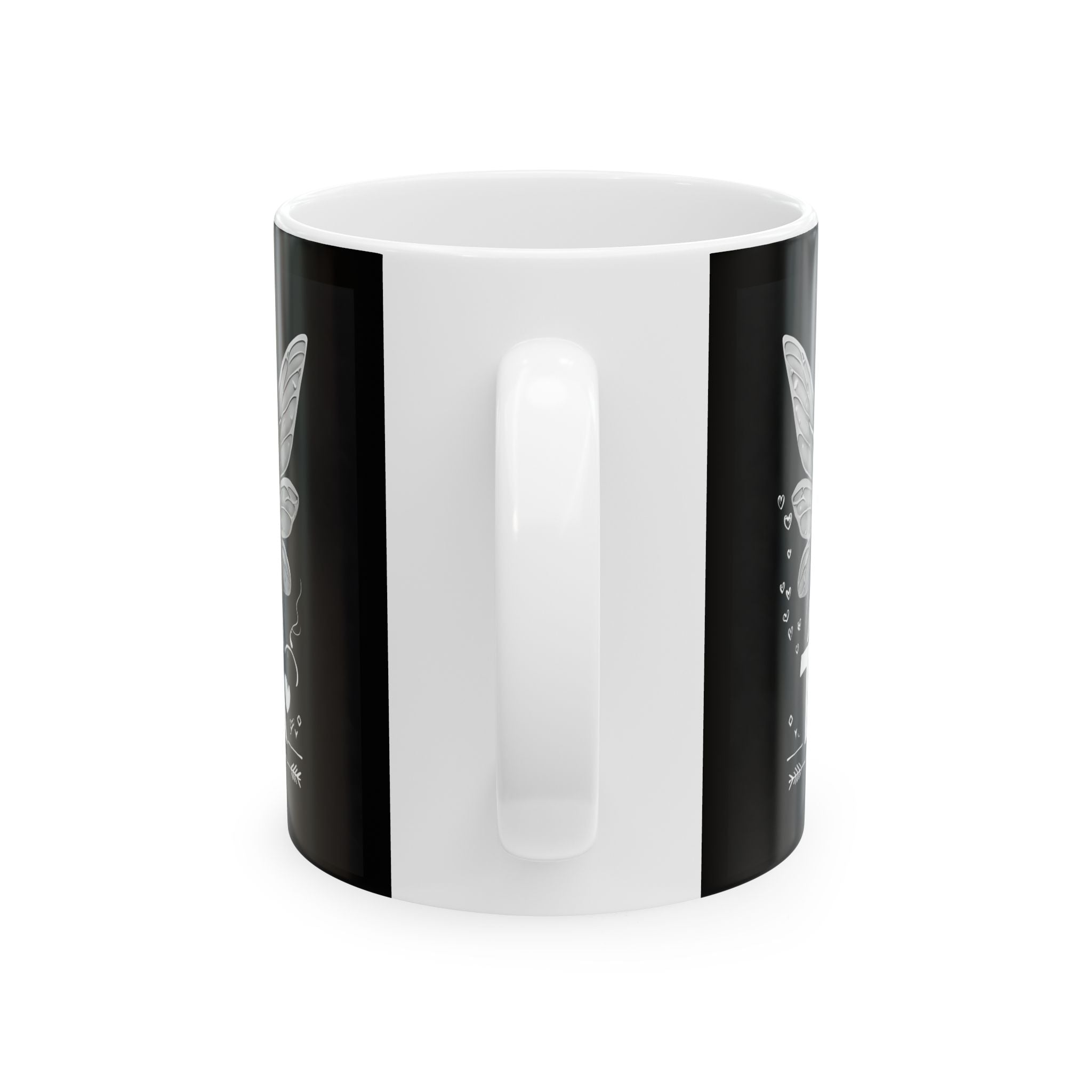 Ceramic Mug, (11oz, 15oz), Keramiktasse, Black, Fairy, Elfe