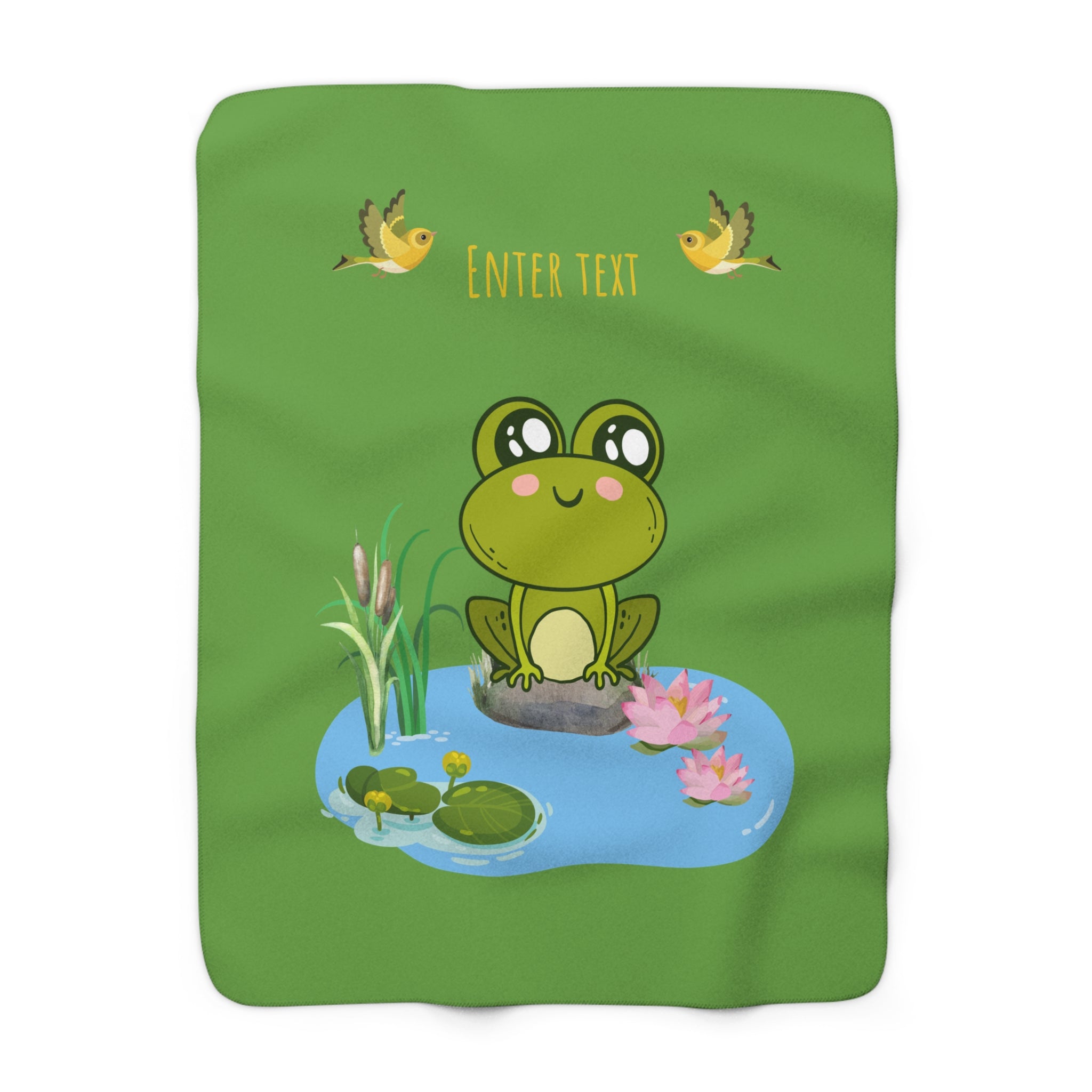 Kids Frog Sherpa Fleece Blanket - Gift for Children, Kuscheldecke