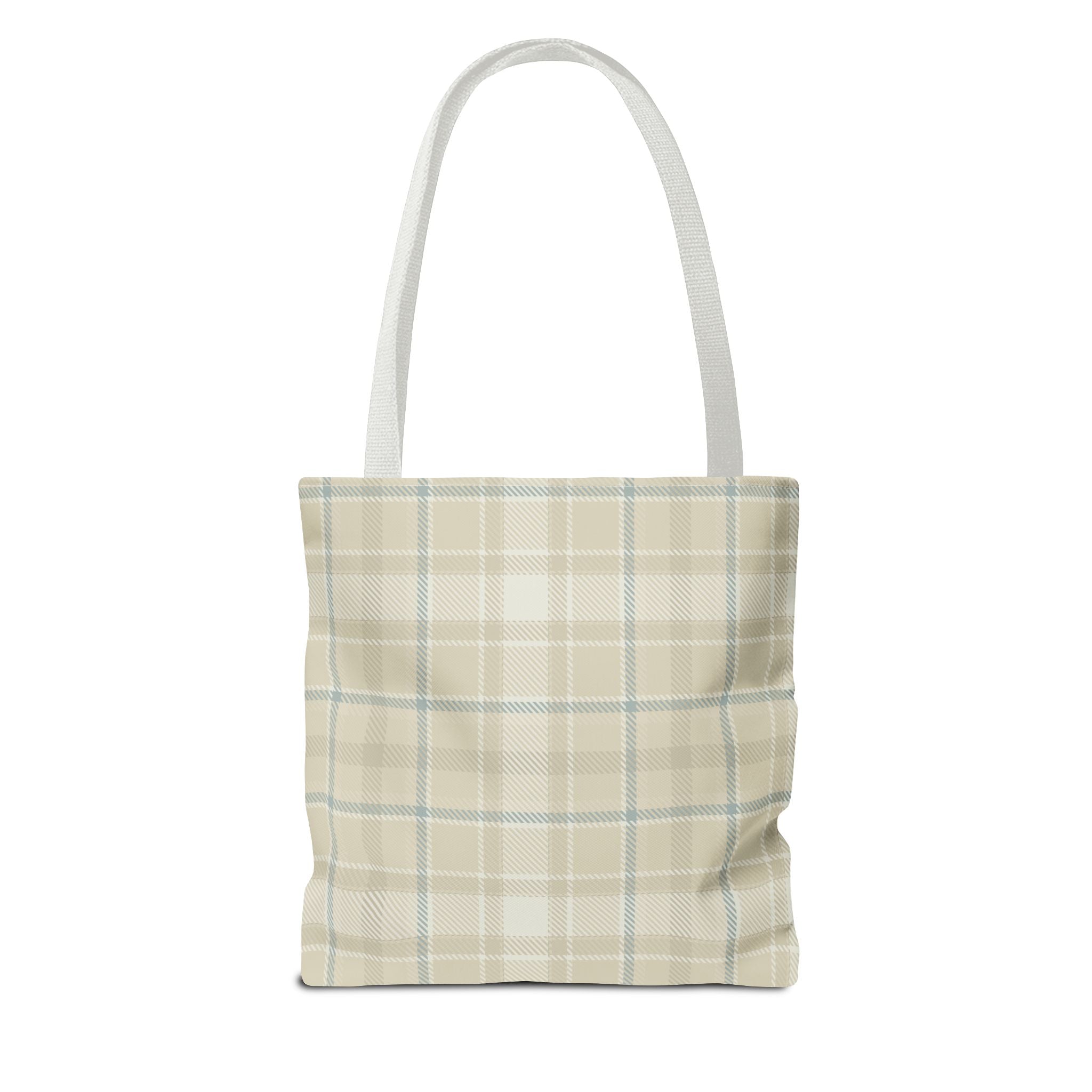 Vintage Style Tote Bag with Flowers and Checkered Pattern