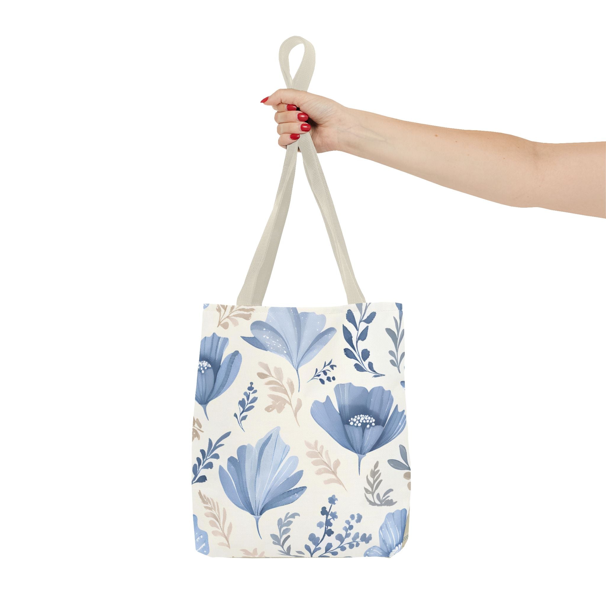 Vintage Style Tote Bag with Flowers and Checkered Pattern