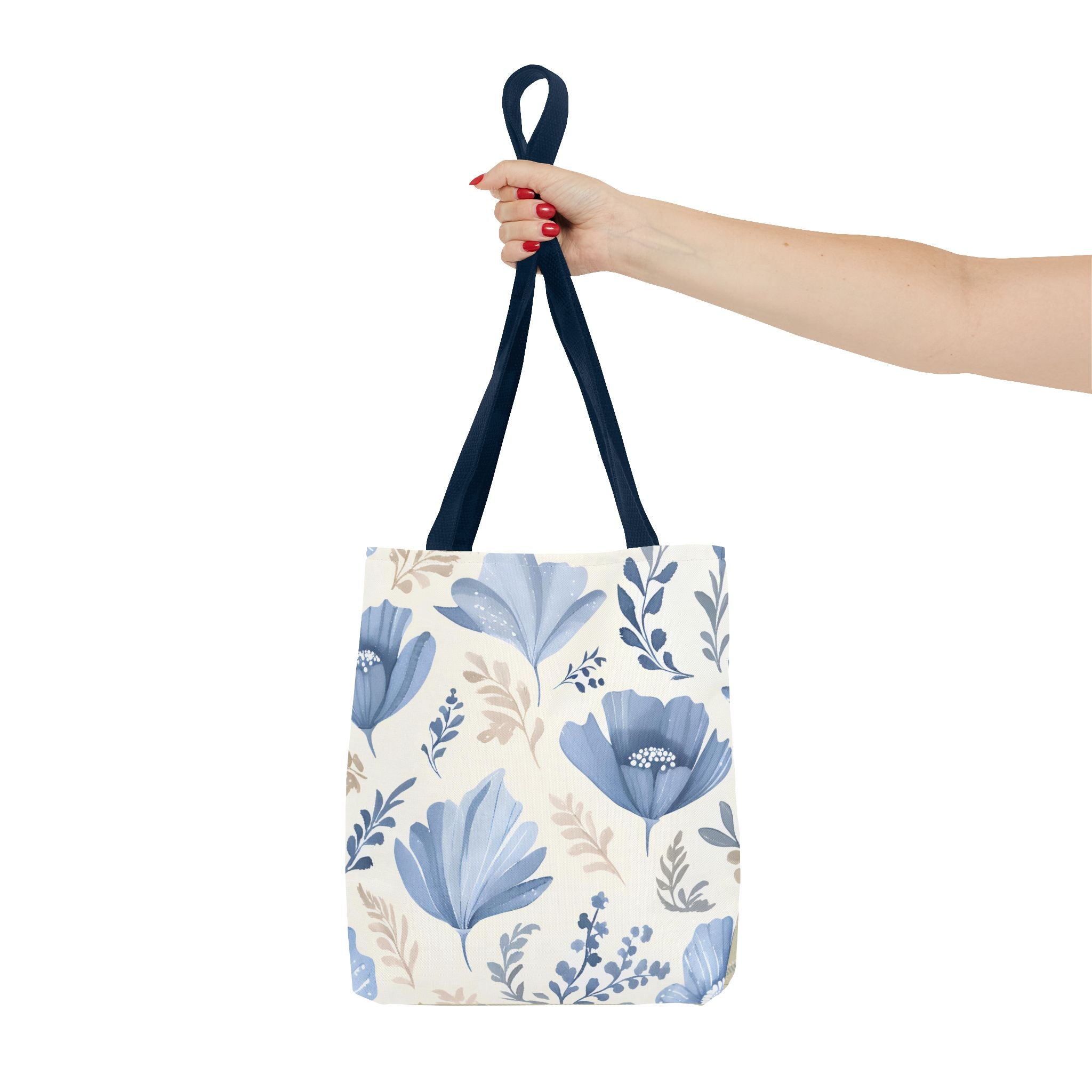 Vintage Style Tote Bag with Flowers and Checkered Pattern