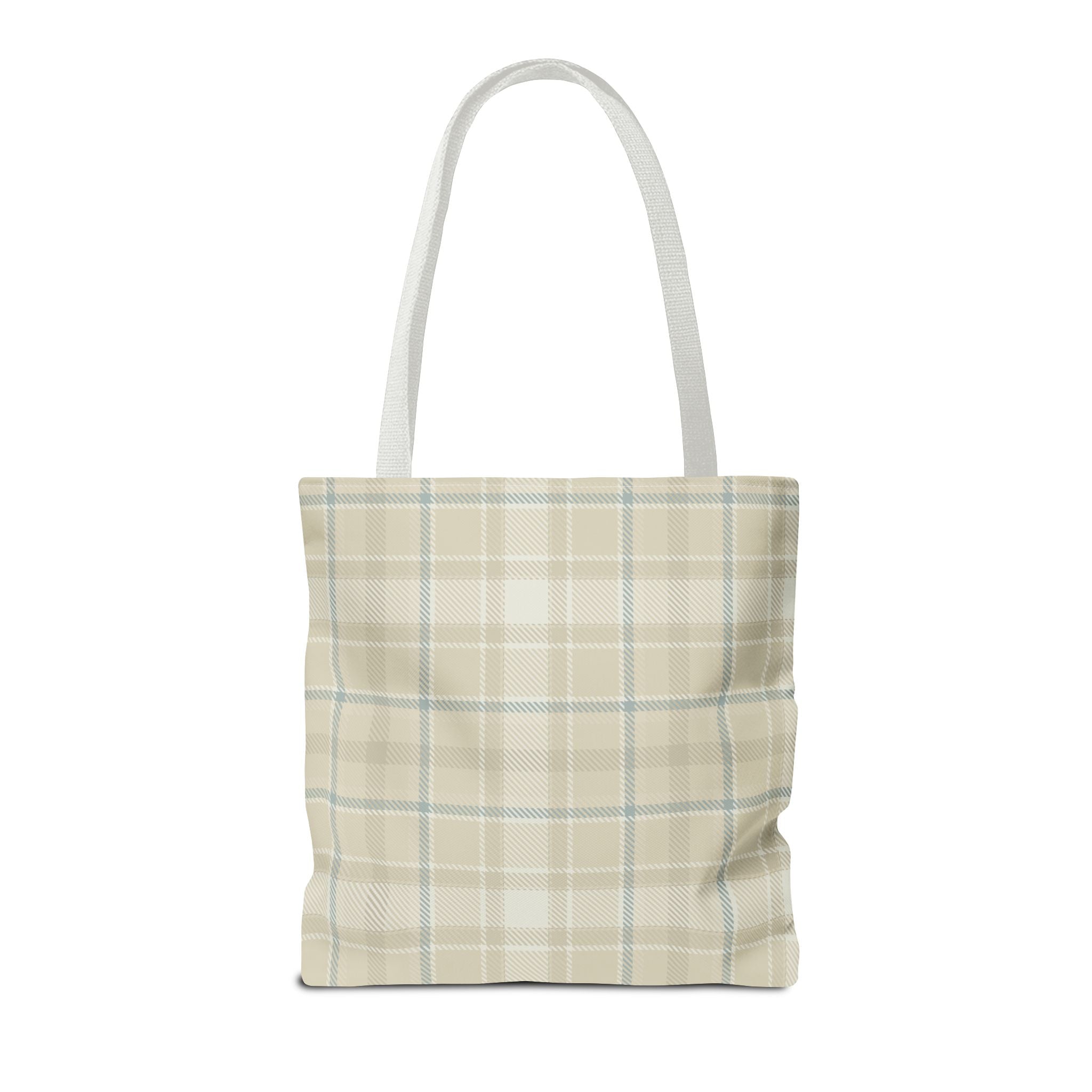 Vintage Style Tote Bag with Flowers and Checkered Pattern