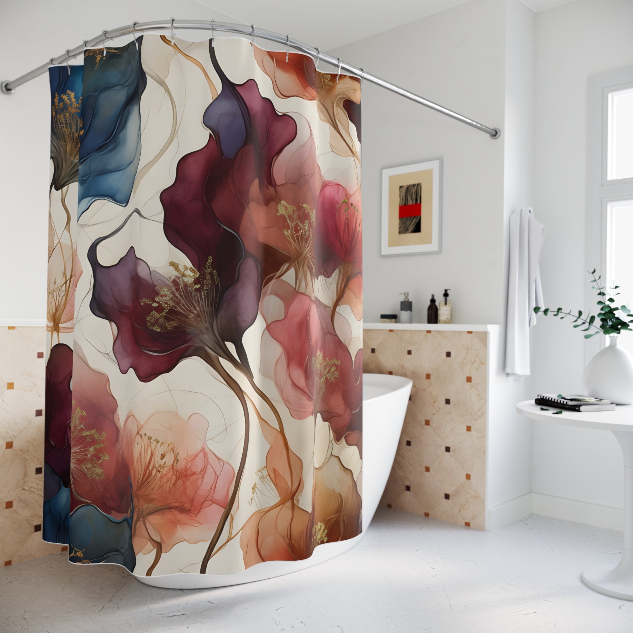 Shower Curtain, Duschvorhang Blumen